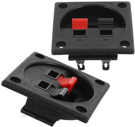 Kisangel Terminale a Molla per Cavi Altoparlanti Quadrato 2 Posizioni, Connettore Morsetto a Vite per Scatola Subwoofer e Casse Acustiche, Set 2 Pezzi, Compatibile per Sistemi Audio
