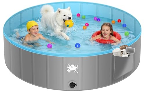 FORMIZON Faltbare Hundepool, Hundepool für Große & Kleine Hunde, rutschfest Verschleißfest Verdickt PVC Planschbecken für Hunde & Kinder, Tragbar Hundebadewanne mit 4 Flicken (120)