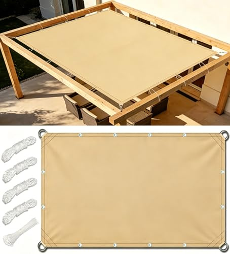 Toldo Vela Bordes Rectos Impermeable 2.4x5m Toldos Exterior Terraza Rectangular Toldo Vela de Sombra con Ojales y Cuerdas de Sujeción 95% protección UV para Exterior Patio Jardín Arena