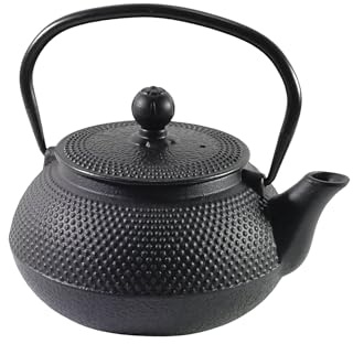 Buckingham Tetsubin Japanese Style Cast Iron Tea Pot 0.8 Litre, hob Nail Design, Black, 800 ml