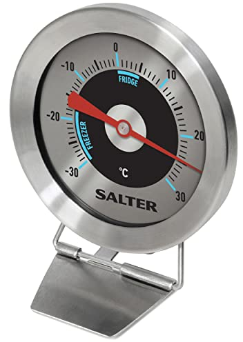 Salter 517 SSCR - Termometro da frigorifero/freezer, angolo regolabile, display in grassetto, facile lettura, da appendere o appoggiare, da -30°C a 30°C, lente d'ingrandimento, acciaio inox