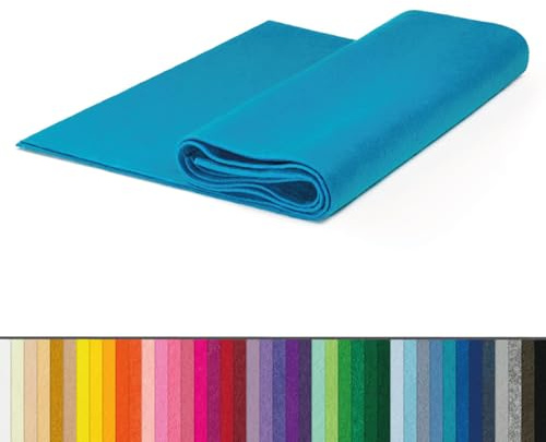 The Felt Store Bastelfilz Meterware 1,6 mm – türkis, 100% weicher Acryl-Filz, farbintensiver und langlebiger als Polyester, ideal zum Nähen & Basteln, Breite 1,8 m, Länge 1 m