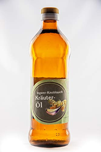 Ingwer Knoblauch Kräuteröl (500ml) der Ölmühle Garting, Premium Qualität, 100% naturbelassen, Rohstoffe aus der Region, Familienbetrieb