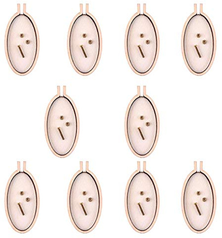 Mini Stickrahmen Stickringe Holzstickrahmen, Kreis Sewing Kit Rahmen Handwerk mit verschiedenen Formen für Schmuckherstellung DIY Deko (Oval Form-4.8cm*2.2cm)