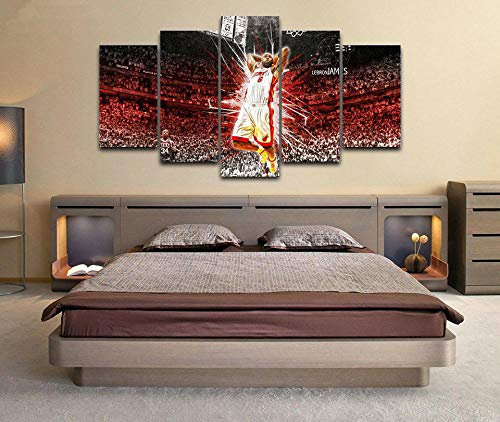 104Tdfc Bilder Schlafzimmer Kunstdruck XXL 5 Teilig Lebron James Basketball 5 Teilig Bilder - Leinwand Bilder - Wandbilder XXL - Kunstdruck auf Leinwand - Wandkunst - für Zuhause Büro
