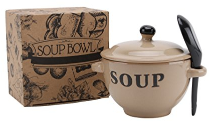 CGB Giftware Cream Soup Bowl and Spoon Set in Gift Box | Country Farmhouse Chic | Breakfast Lunch Dinner Tea GA635CREAM