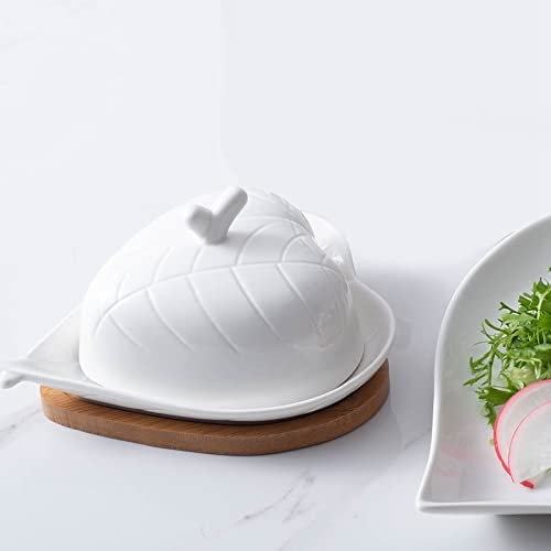 QINGGANGLING999 Beurrier Dossier de Beurre de Feuilles avec Couvercle Beurre Gardien avec Couvercle Grand Beurre conteneur Cuisine Margarine Porte-Margarine Beurre