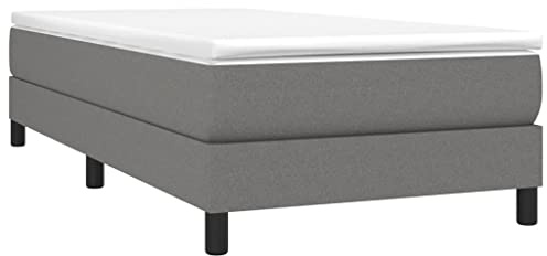 vidaXL Estructura de Cama con Somier, Somier Individual de Listones, Base de Cama Tapizada, Mueble para Dormitorio Hogar, Tela Gris Oscuro 100x200 cm