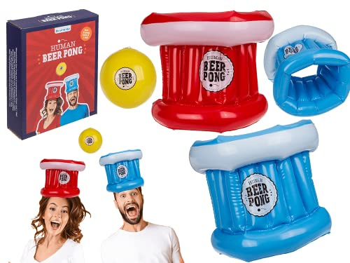 Pong à bière gonflable avec 2 chapeaux et balle