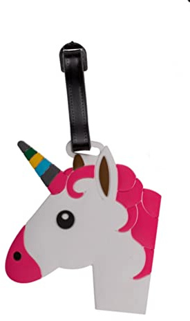 Gepäckanhänger aus Silikon und PVC, Kofferanhänger für lustige Reisen, Gepäckanhänger (Einhorn-Horn, bunt)