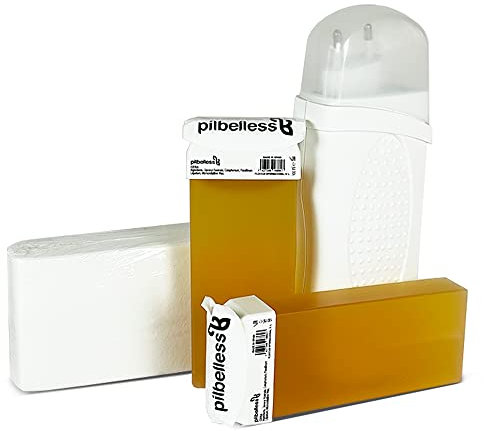 Kit de Depilación Roll On Calentador + 2 Cartuchos de Cera Roll On (Miel) + 100 Bandas Depilatorias