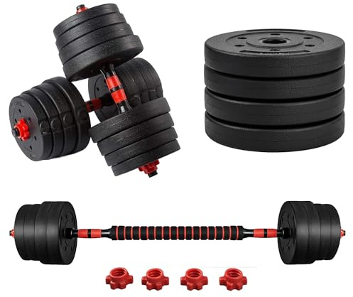 Zanbeel Adjustable Dumbbell Weight Set for Home Gym-Slide-On Free Weights Dumbbell Set for Full-Body Workouts, Dumbell Barbell Combo Compact Free Weights Set, Ideal for Women & Men