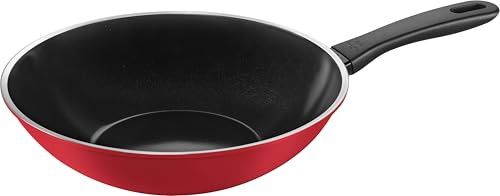 BALLARINI Caprera Wok, 28 cm, Aluminium, Induktionsgeeignet, Keramik-Antihaftbeschichtung, Made in Italy, Rot