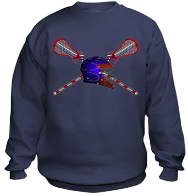 CafePress Lacrosse Helmet With Sticks Kids Sweatshirt Kids Sweatshirt, Youth Crew Neck Sweatshirt Navy