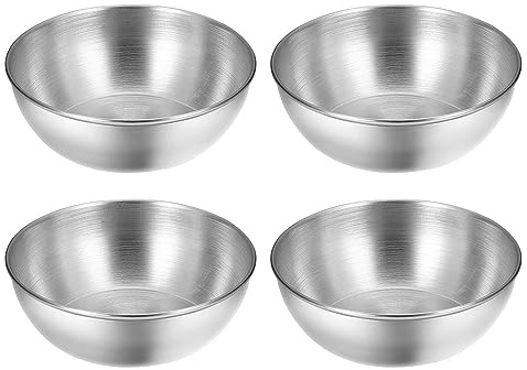 Lepidi 4 Stücke Edelstahl Saucenschälchen, Kleine Servierschalen, Mini Dipschalen, Gewürzschalen, Saucenschale, für Sushi, Snacks, Dessert, Dips, Saucen, Frittes