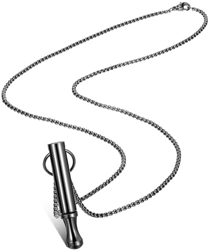 Fiada Collier de Respiration Consciente en Acier Inoxydable Collier de Soulagement d'Anxiété Collier d'Exercices de Respiration Profonde Articles Anti-Stress Méditation (Noir, Classique)