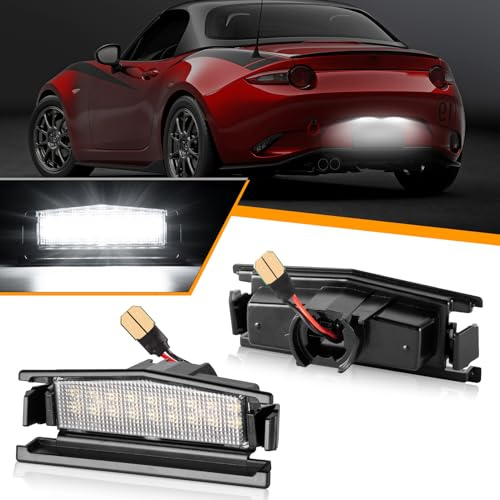 OZ-LAMPE 2 Stücke LED Kennzeichenbeleuchtung für Mazda MX-5 Miata 2016-2020 | Kennzeichen mit CAN-Bus, 18 SMD LEDs