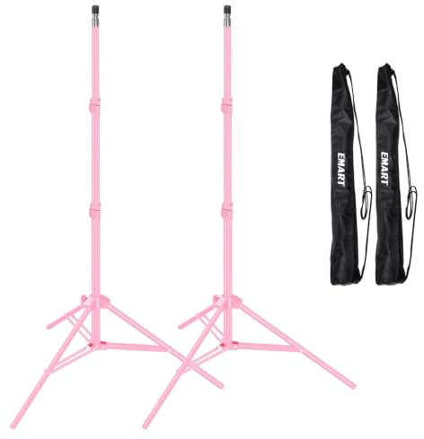 EMART Light Stand for Photography - Pink - 7 Ft (2.1m) Portable Photo Video Tripod, Lighting Stand with Carry Case for Camera, Flash Softbox Umbrella Strobe Photographic Portrait - 2 Pack | Portable Photo Video Tripod Stand with Carry Case for Flash, Strobe Light, Camera, Photographic Portrait