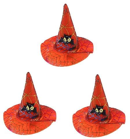 PRETYZOOM 3pcs Pet Halloween Hat Cat Witch Hat Spider Web Pumpkin Design Funny Dogs Party Cosplay Decor for Pet Cat Halloween Costume