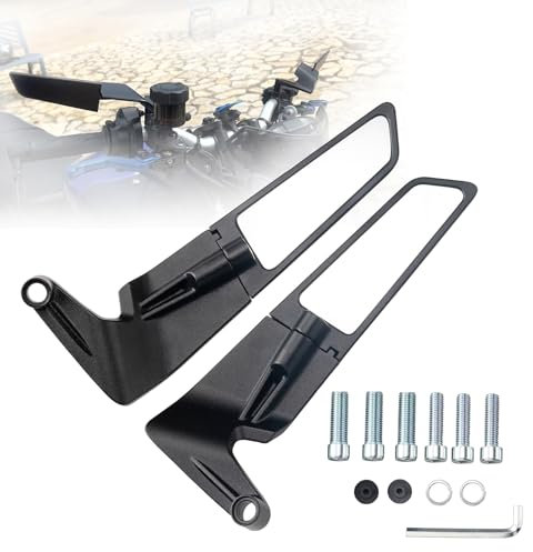Xintre Motorcycle Mirrors Universal 10MM and 8MM Stealth Mirrors Motorcycle Wind Wing Side Mirrors Rotating Rear View Mirror Compatible with Duke 390 250 Yamaha MT-07 Kawasaki Z400 Z650 Z900 Z1000 etc