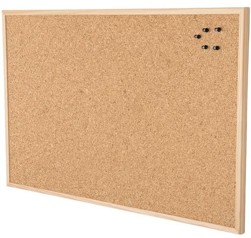 Go4Cork Gerahmte Pinnwand Kork 60x40 cm | Premium doppelseitige Kieferrahmen Öko Korkplatte | Memoboard | Bürobedarf, Organisation zu Hause & im Schulraum | Pinnnadeln & Montagezubehör inklusive | Öko Korkplatte | Memoboard | Bürobedarf, Organisation zu Hause & im Schulraum | Pinnnadeln & Montagezubehör inklusive