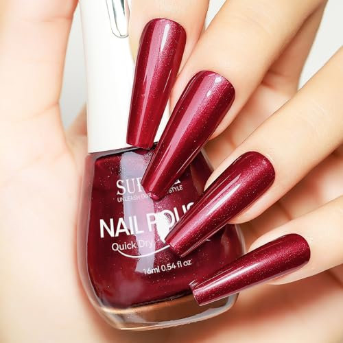 SUPWEE Nagellack - Schnelltrocknend Rot Nagellack Oil Based Nail Polish Glänzend Ohne UV Lampe Nail Lacquer DIY Salon Geschenk Christmas Magellack 16ML