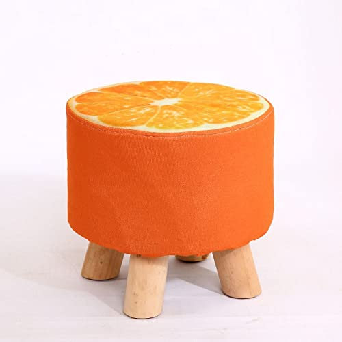 Fußhocker, 28 x 28 cm, runder Hocker aus Holz im Landhausstil, waschbar, für Schlafzimmer, Schminkstuhl, Wohnmöbel, Fußhocker, Esszimmer-/Strandhocker, Ottomane, Fußstütze, Fußhocker (Farbe: D) (G)