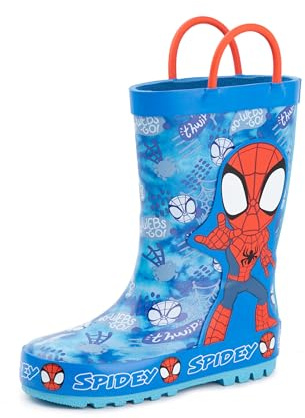 Marvel Bottes en Caoutchouc Spiderman Garçons | Bottes de Pluie pour Enfants avec Personnage Spiderman et Impression Web Bleu et Rouge