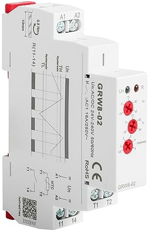 Buyweek GRW8-02 Din-Schienen-Temperaturregelrelais AC/DC 24V-240V Temperaturregler-Monitor