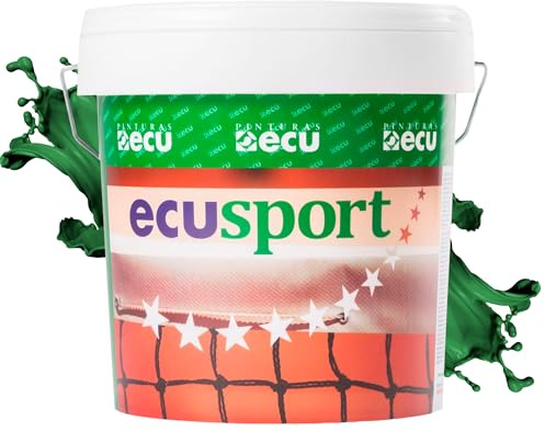 PINTURAS ECU - Pintura Suelos, Garajes y Pavimentos Deportivos en general - 4L - Acabado Mate - Protege y decora las superficies de hormigón, cemento y asfalto (Verde, 4 Litros)