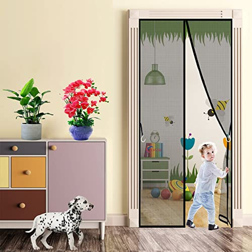 Magnetischer Netzvorhang mit automatischem Schließsystem, 95 x 210 cm, doppelseitig, für Terrassentüren, Schwarz, Größe 663