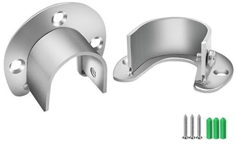 2 Pack Flange Rod Holder, Closet Rod Bracket End Supports Sockets Stainless Steel Pole Sockets for Wardrobe Shower Curtain (28mm/1.1 inch)