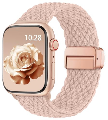 Flätad Solo Loop-klockarmband kompatibel med Apple Watch 38 mm, 40 mm, 41 mm, 42 mm, 44 mm, 45 mm, 46 mm och 49 mm, sportigt flätad nylonarmband, unisex, för iWatch 11 till 1 samt SE, Ultra 3/2/1