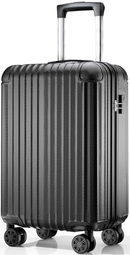 ABISTAB Hartschalen Handgepäck Koffer klein - Leicht Reisekoffer 55x35x23cm | Koffer & Trolleys aus ABS | 4 Rollen & Zahlenschloss | Schwarz