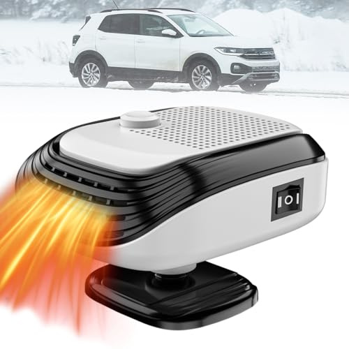Tragbare Multifunktions-Autoheizung, 2025 Neu Auto Heizung 12V 150W mit 360 Drehung, Autoentfroster Frostschutz Schneeräumung Auto Enteiser, Windschutzscheiben Defroster für Auto LKW SUV (Weiß-12V)