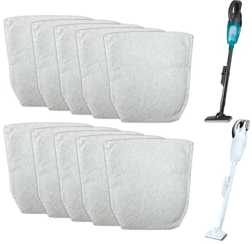 10-Pack Fine Filter Bags Compatible with Makita CL100/106/180/183/DCL180 Cordless Vacuum Cleaners, Replacement for Part #443060-3, Reusable Cloth Construction & Easy-Clean Design