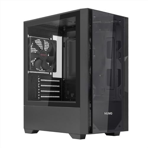 Nuwo Gigan BK100 - Caja para PC Gaming Micro-ATX Mini-ITX | Mini Torre Frontal y Lateral de Cristal Templado panorámico | Ventilador de 120 mm preinstalado