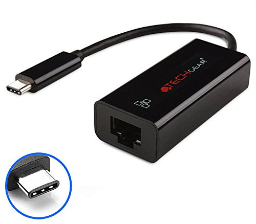 TECHGEAR USB 3.1 Type C (male) to RJ45 (female) Gigabit Ethernet LAN Network Adapter - for USB Type C Devices Including the new MacBook, ChromeBook Pixel and More- black