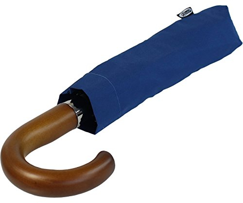 iX-brella - Regenschirm Herren XXL 121 cm Holzgriff Auf-Zu-Automatik - für Zwei Personen - Navy-blau