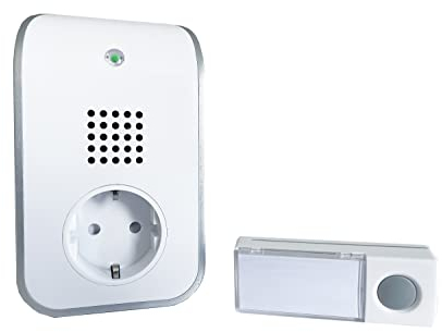 HEIDEMANN Funkklingel Set HX Curve - Erweiterbare Klingel mit Steckdosenanschluss - Funk Klingel - inkl. Sender & Empfänger - HX Türklingel -weiß