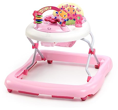 Bright Starts, June Berry Lauflernhilfe mit Spielstation & Spielzeug, Lauflernwagen mit Lichtern und Melodien, höhenverstellbare, hoher Rückenlehne, Sicherheitsstopper, Mädchen, rosa, ab 6 Monaten