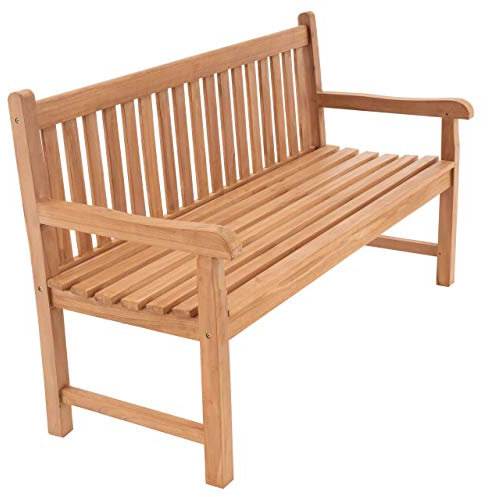 Divero 3-Sitzer Gartenbank Abruzzo aus Teak-Holz, behandelt – Farbe: Braun