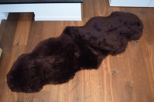 Tapis double en fourrure de mouton, peau, tapis Duplo (fait de 2 peaux), Flokati Shaggy, tapis en fourrure de plaine à poils longs, peau d'agneau, Marron, (Duo)