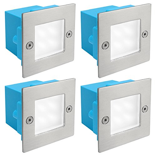 Zenon Lighting Collection 4 X Mini Brick Light LED Outdoor Step Light 70mm Square IP54 Cool White Recessed Wall Light ZLC052CW