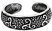 NKlaus Zehenringne aus 925 Sterling Silber, keltische Triskele, 1 Stück | Gothic-Design; 5,2mm breit und 15mm groß