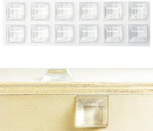 KLEBESHOP24 Elastikpuffer, 20,5 x 20,5 mm, H 3 mm, transparent, 12 Stück | Quadratisch, selbstklebend, aus Polyurethan