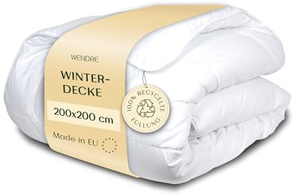 Wendre vintertäcke 200x200 cm – 300 gsm mikrofiber med isolerande konstruktion – varmt och behagligt, allergivänligt, OEKO-TEX, tillverkat i Europa