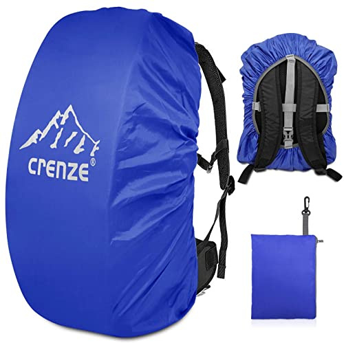 Crenze Funda Impermeable para Mochila(15-90L), Cubre Mochila Lluvia con Hebilla Ajustable, Universales Protectores Bolso con Patrón Reflectante para Ciclismo, Escalada, Viajes