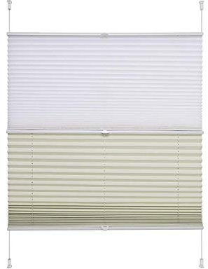WR-Design Klemmfix-Verdunklungsplissee Day & Night in weiß/beige - 6 Breiten wählbar - Länge 130 cm - der attraktive Sichtschutzm - (75 x 130 cm)