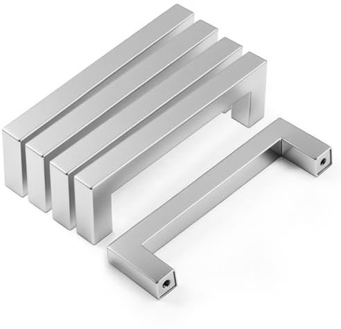 5 unità Maniglie per armadietti in acciaio inossidabile Manopole per porte Sivler Maniglia per mobili con vite per cassetti Mobili per mobili da cucina Decorazioni per la casa, distanza fori 96 mm